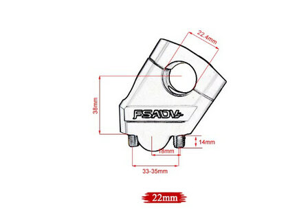 Stuurverhogerset 38mm hoger, 18mm pull back voor een 22mm stuur zilver