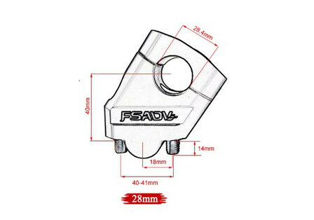 Stuurverhogerset 40mm hoger, 18mm pull back voor een 28,6mm stuur zwart